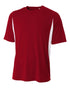 A4 Cooling Performance Color Blocked Short Sleeve Crew, Sizes 2XL-4XL (N3181), Color 'Cardinal/White'